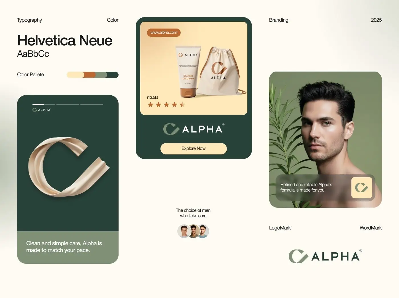 ALPHA typography, colour and logo sheet