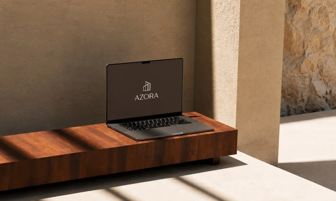 Azora logo on a laptop screen