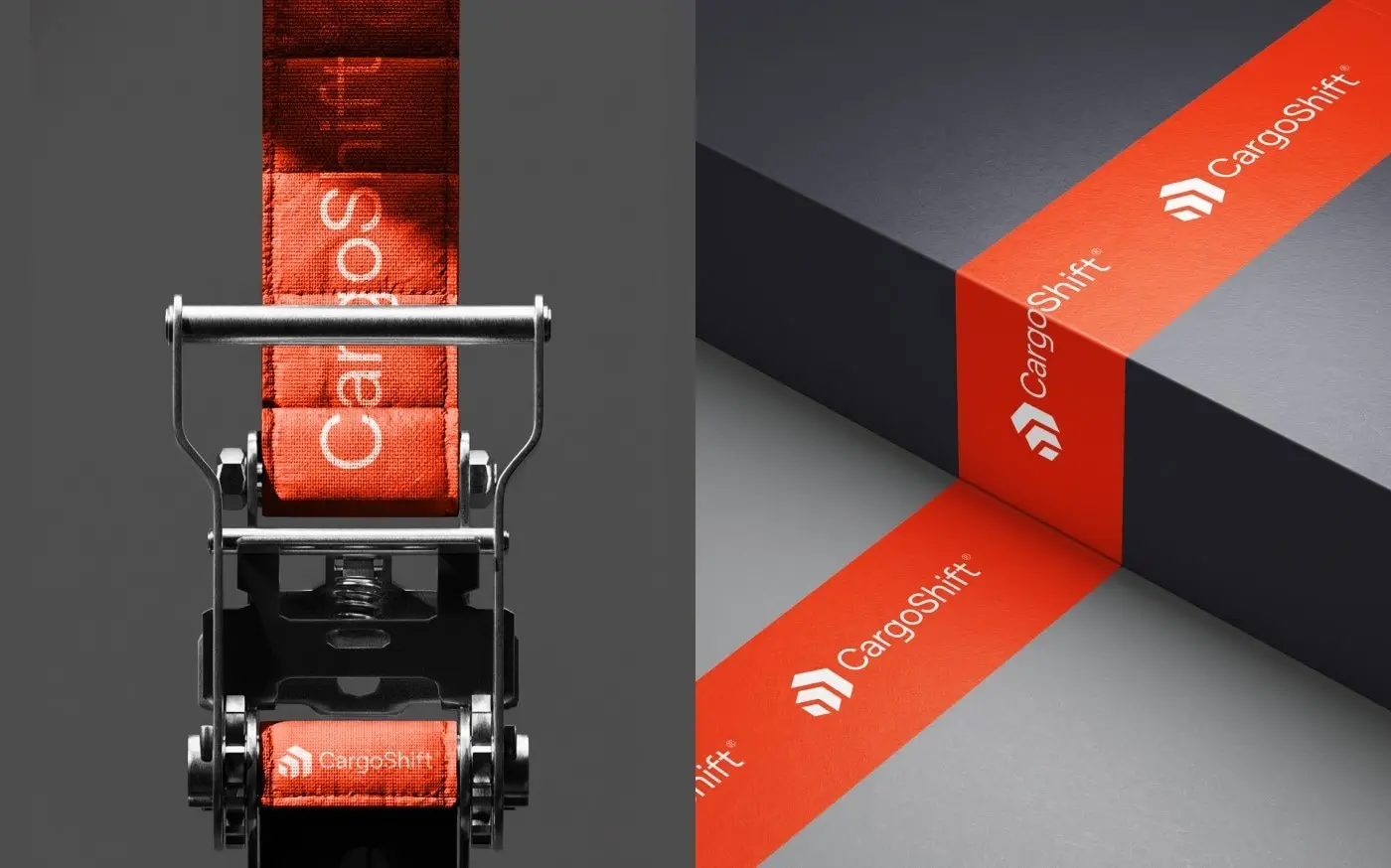 CargoShift branded straps and packing tape