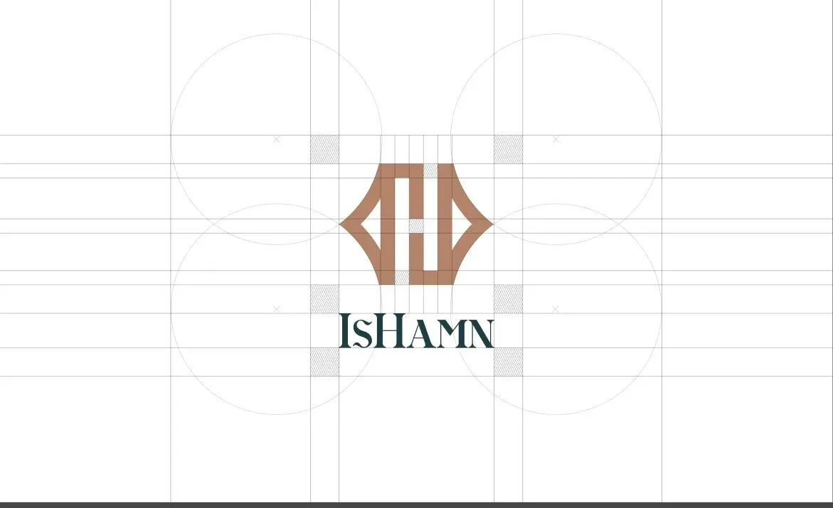IsHamn monogram on its construction grid