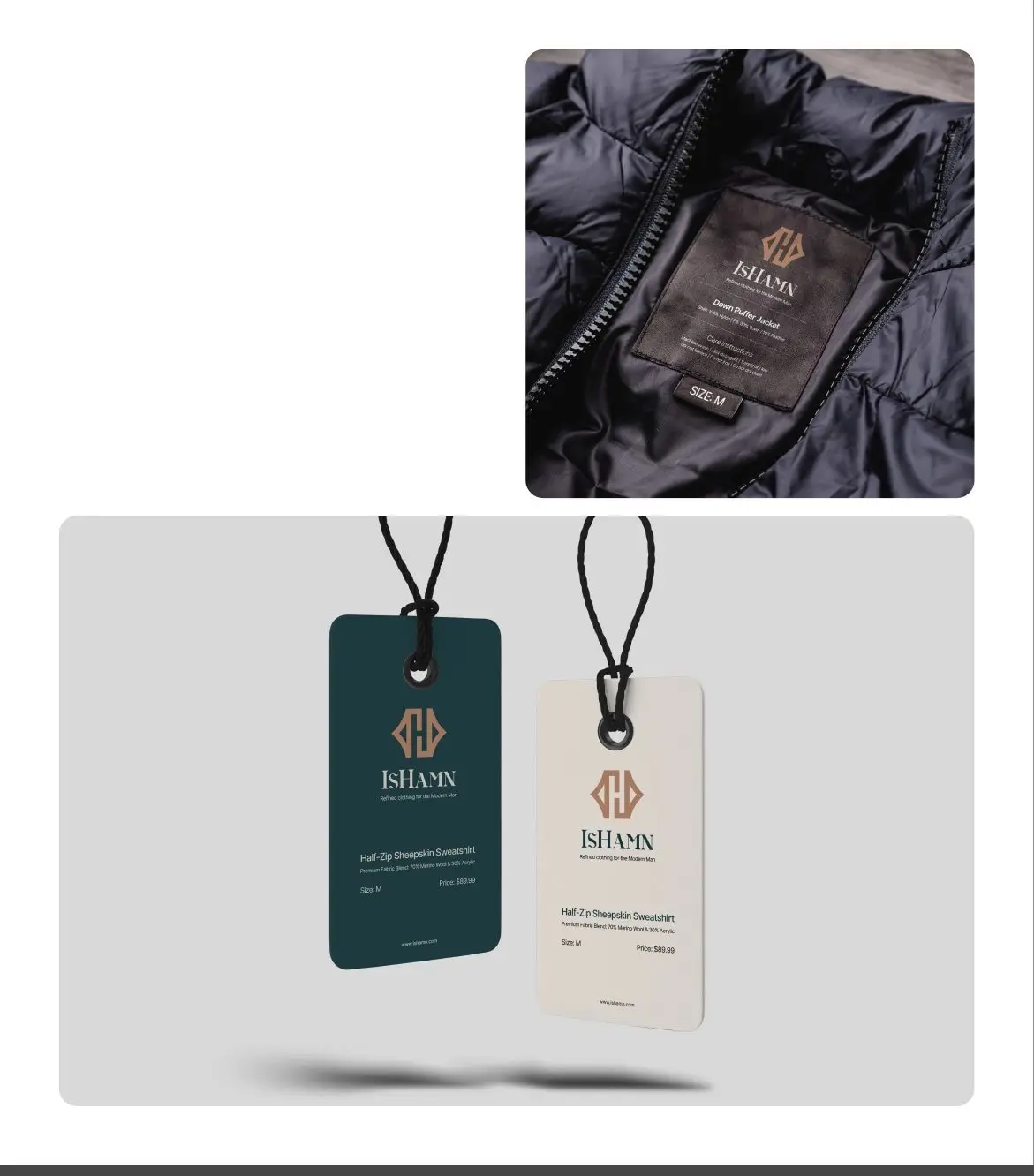 IsHamn clothing label and swing tags