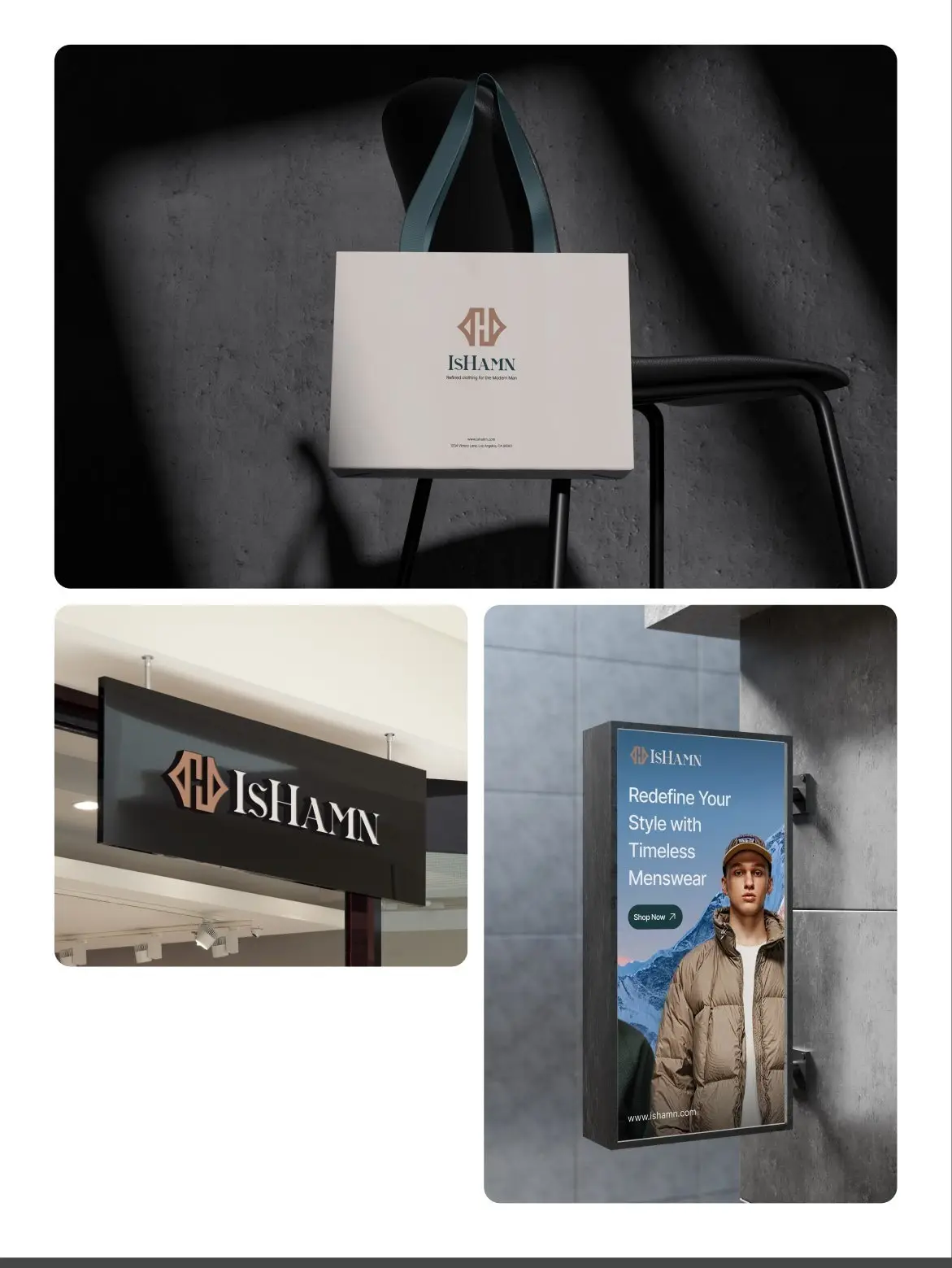 IsHamn shopping bag, shop sign and poster