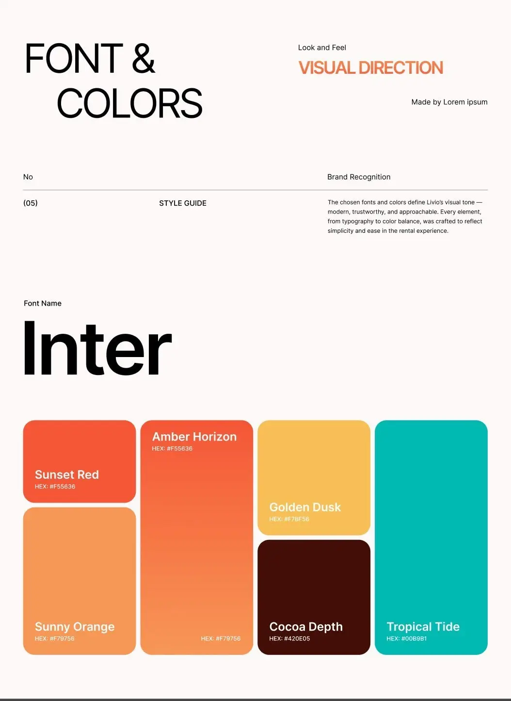 Livio fonts and colours