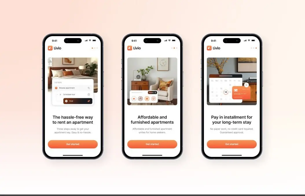 Livio onboarding screens