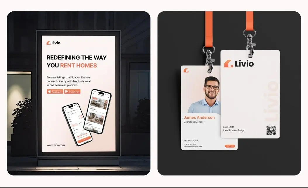 Livio poster and staff ID cards