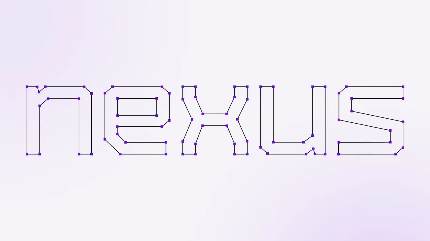 Nexus wordmark drawn on a grid