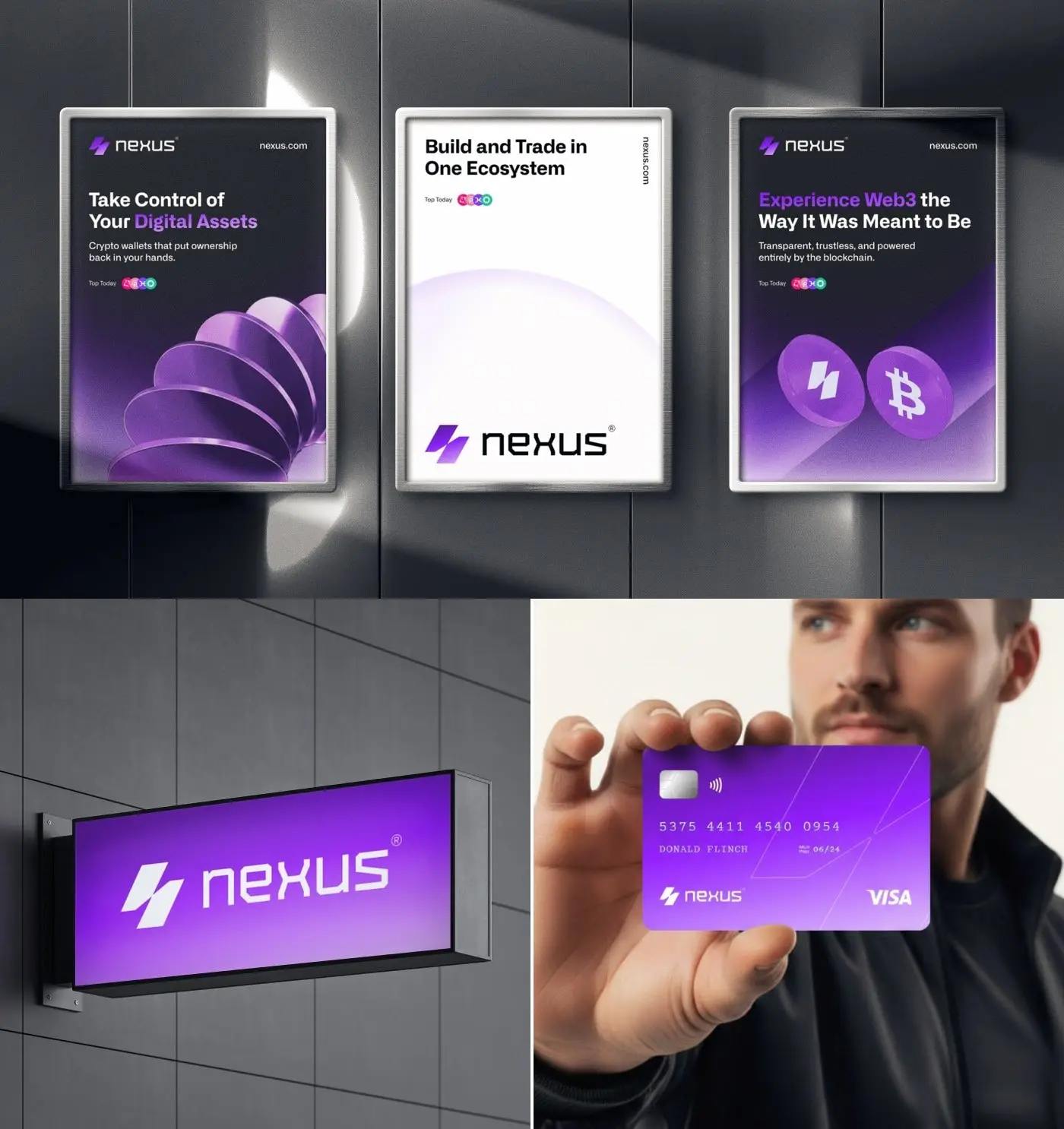 Nexus posters, shop sign and payment card