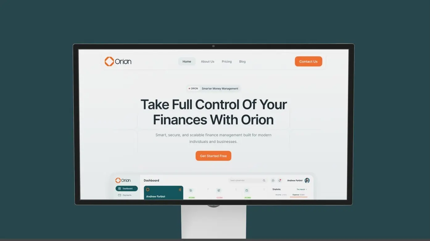 Orion website on a desktop screen