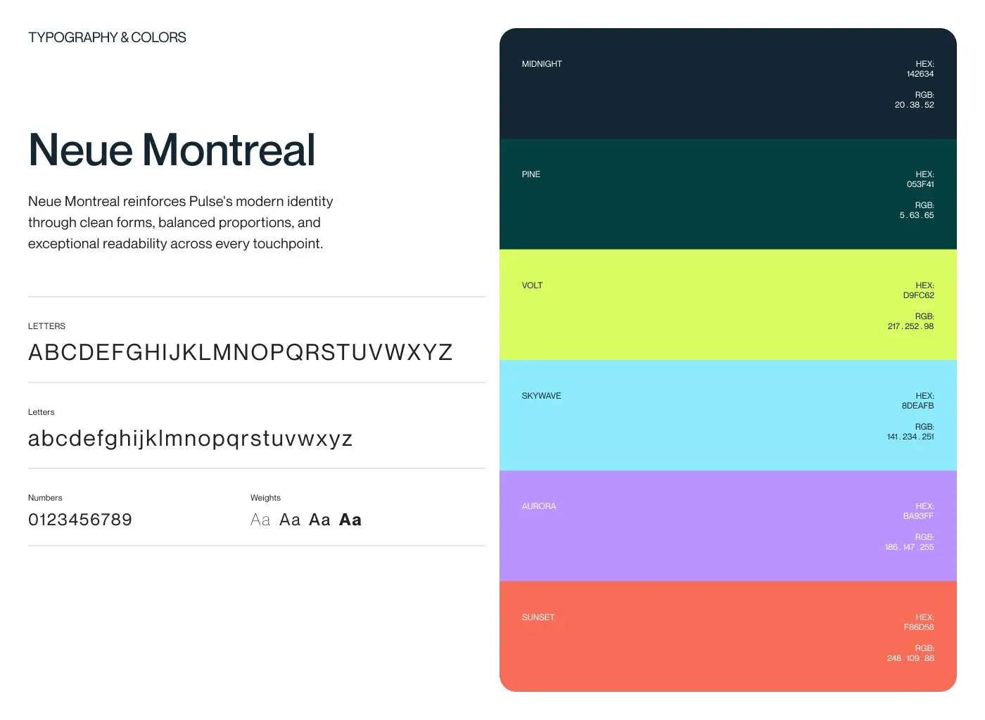 Pulse colour palette