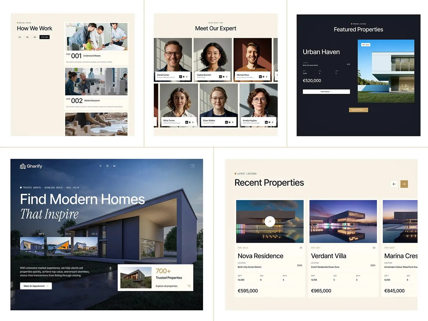 Real estate website, home page hero