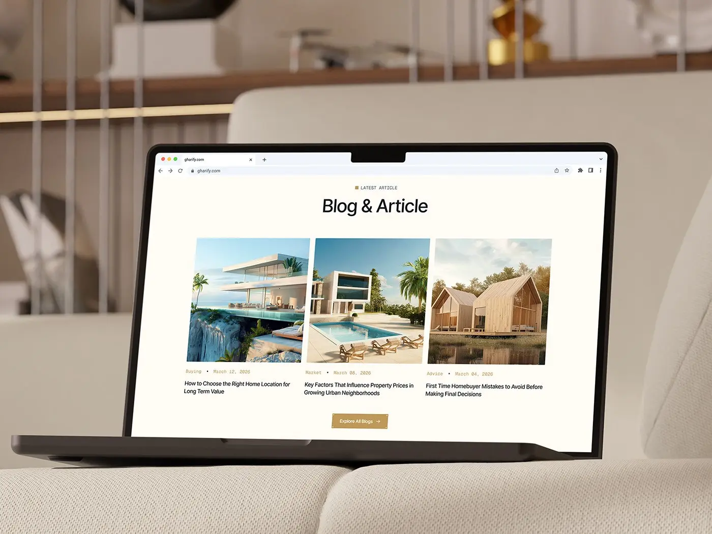 Real estate website on phone screens