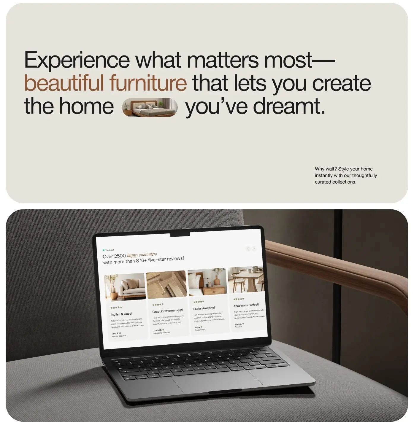 ReSpace website on a laptop