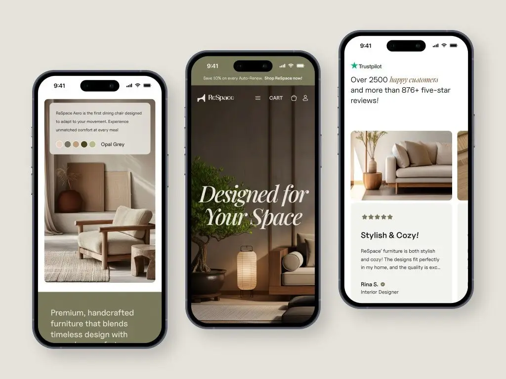 ReSpace app on three phones