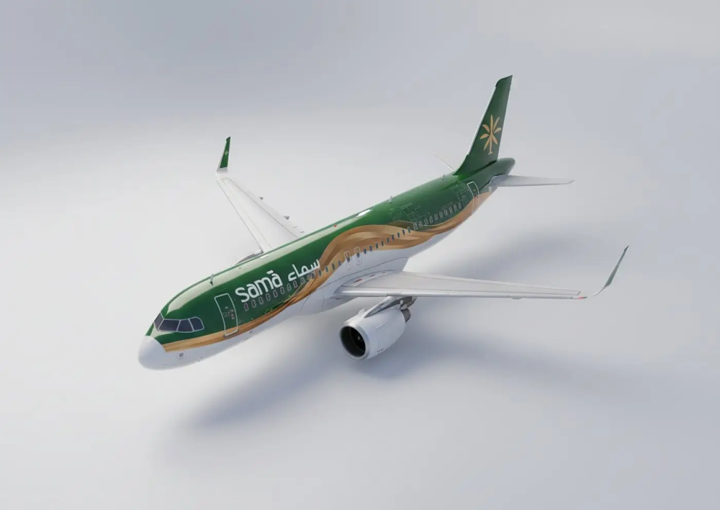 Samā livery on a passenger jet