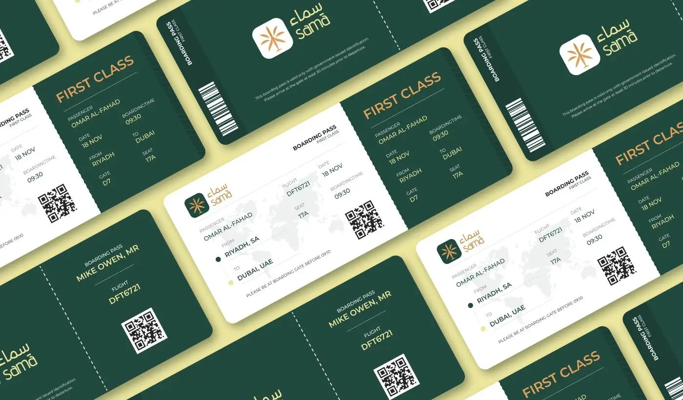 Samā first class boarding passes