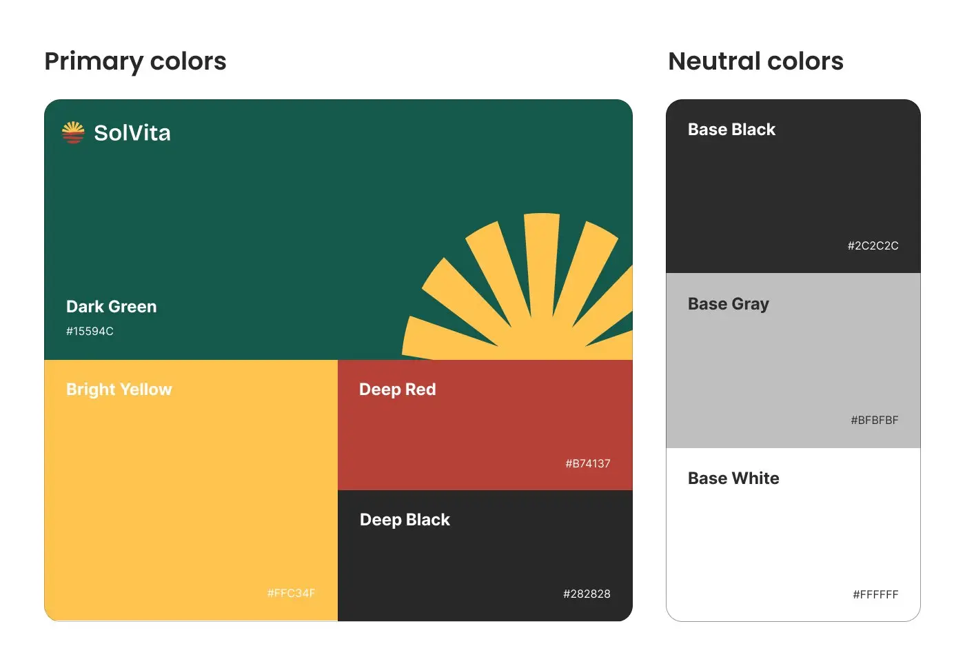 SolVita colour palette
