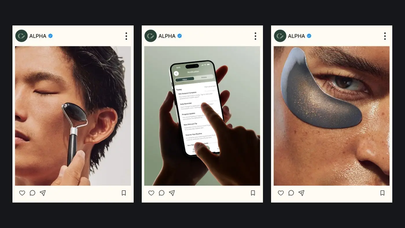 ALPHA social posts, skincare