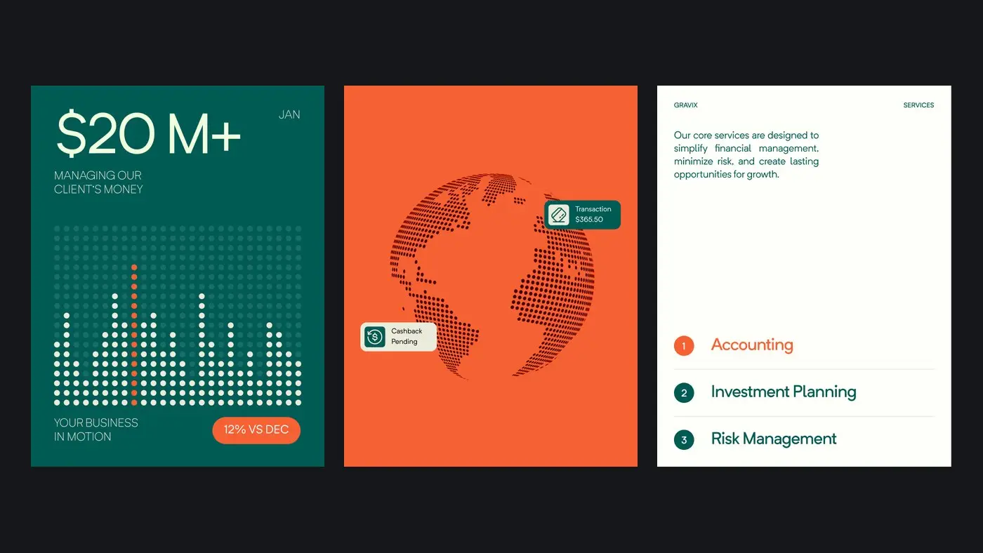 Gravix social posts, fintech