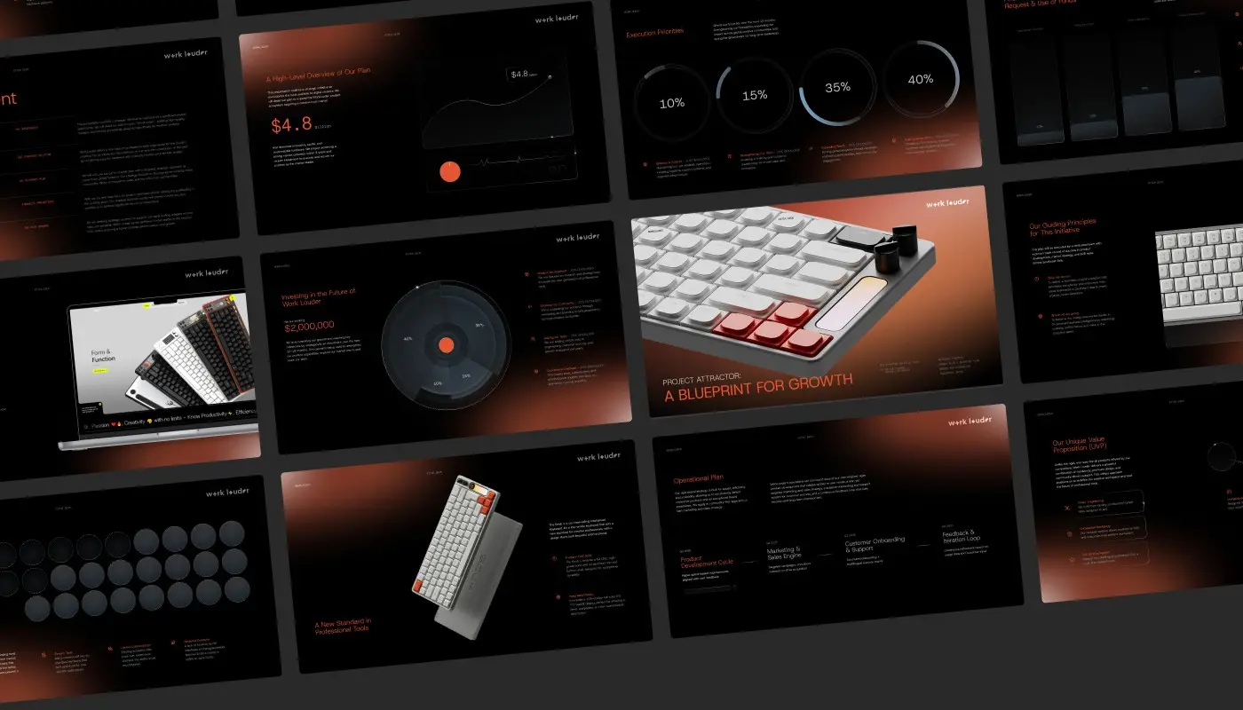 WorkLouder deck, a spread of slides
