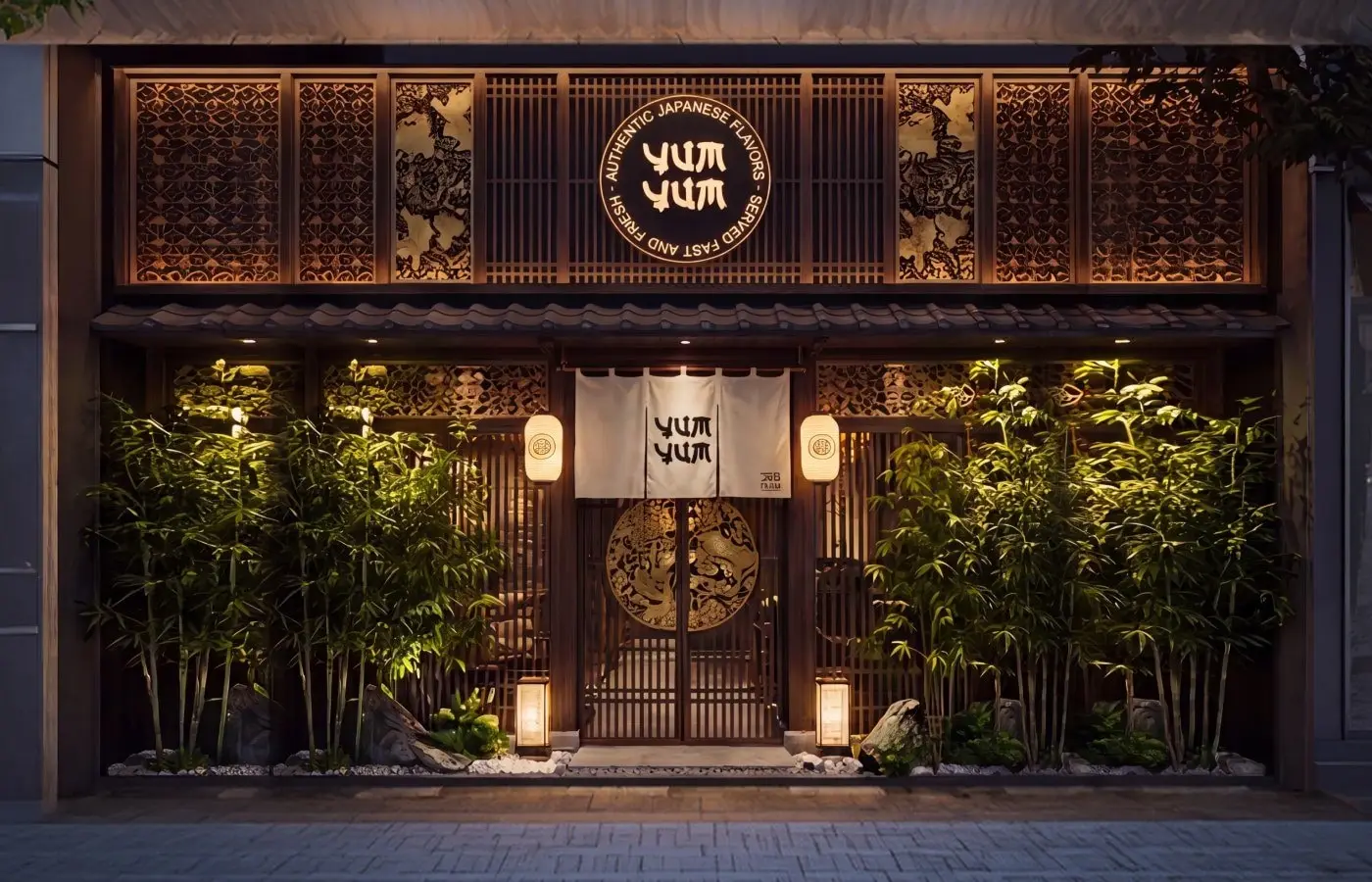 YumYum restaurant front with its round sign